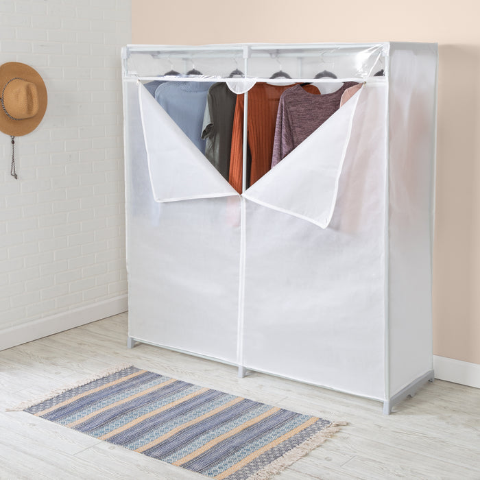 Honey Can Do White 64-Inch Wide Portable Storage Closet With Cover