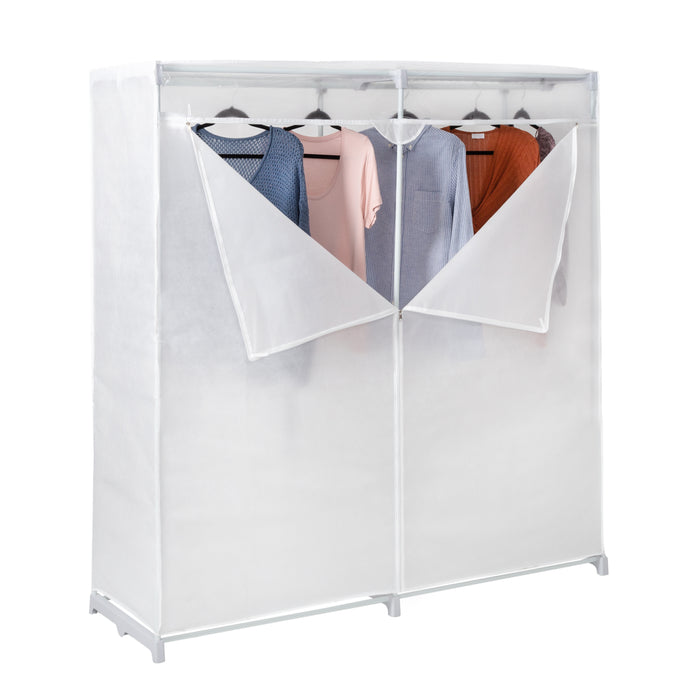 honey can do White 64-Inch Wide Portable Storage Closet with Cover