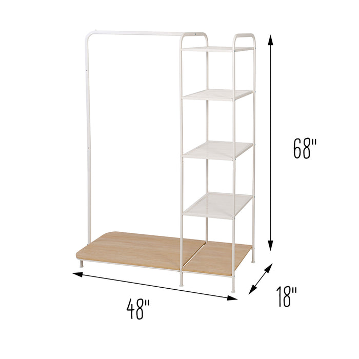 Honey Can Do White/Ash Freestanding Metal Clothing Rack With 4 Shelves