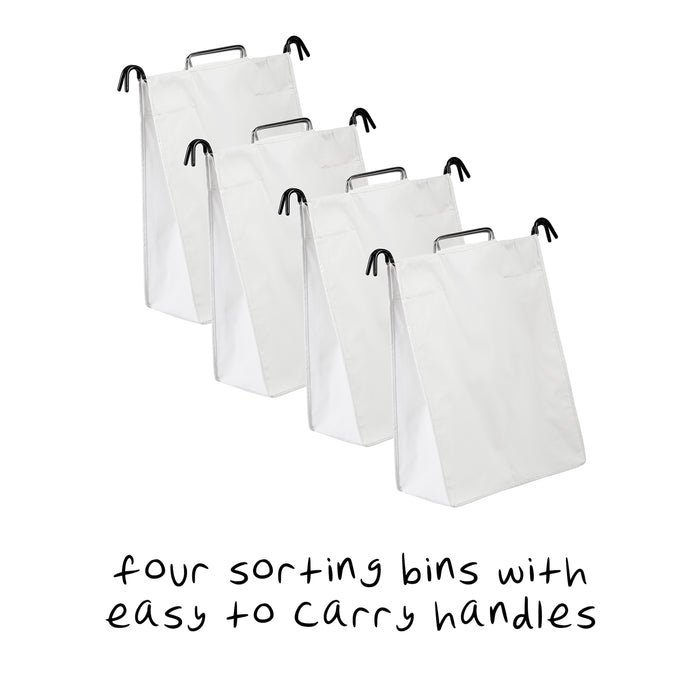 Honey Can Do White/Chrome 4-Bag Rolling Laundry Sorter