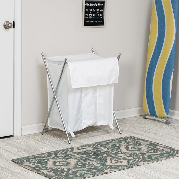 Honey Can Do White/Chrome Folding X-Frame Triple Laundry Sorter