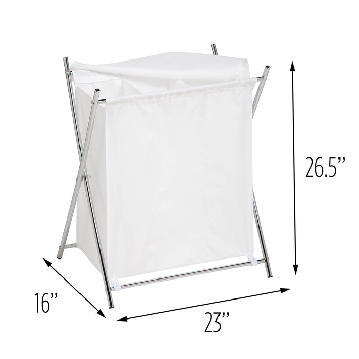 Honey Can Do White/Chrome Folding X-Frame Triple Laundry Sorter