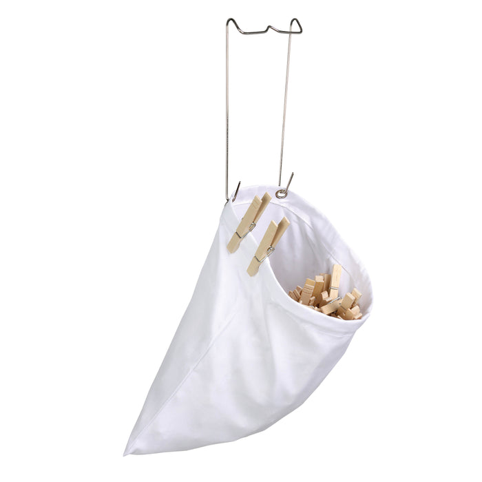 Honey Can Do White Cotton Clothespin Bag With Metal Hanger
