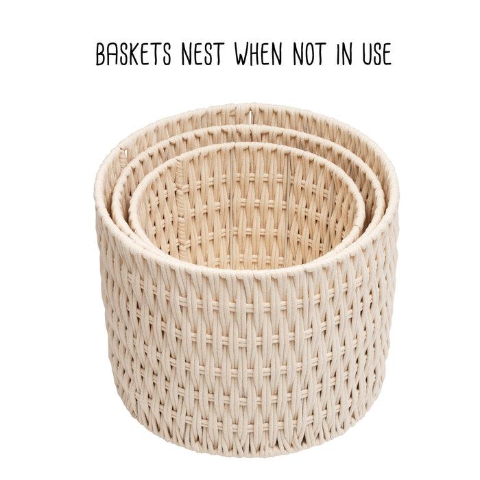 Honey Can Do White Cotton Rope Round Nesting Baskets (Set Of 3)