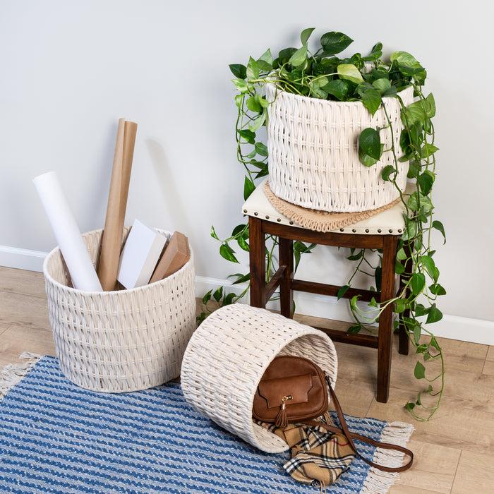 Honey Can Do White Cotton Rope Round Nesting Baskets (Set Of 3)