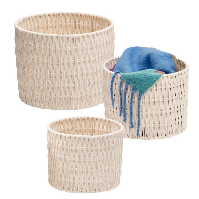 Honey Can Do White Cotton Rope Round Nesting Baskets (Set Of 3)