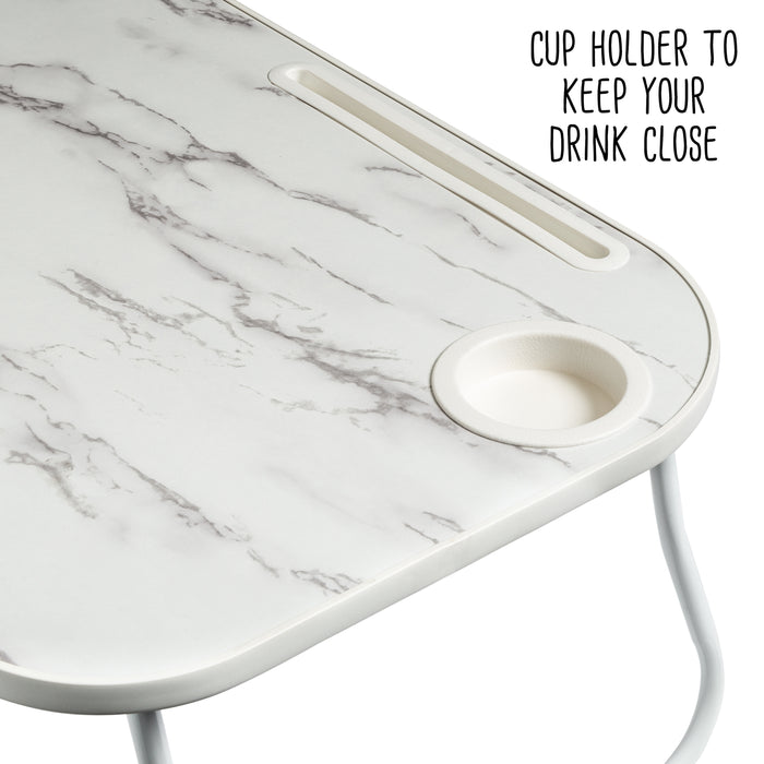 Honey Can Do White/Faux White Marble Folding Lap Desk