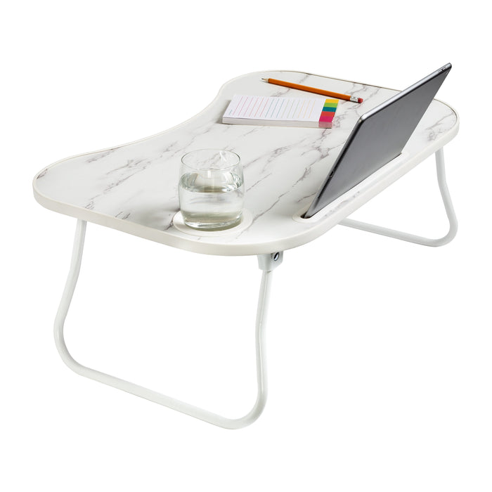 honey can do White/Faux White Marble Folding Lap Desk