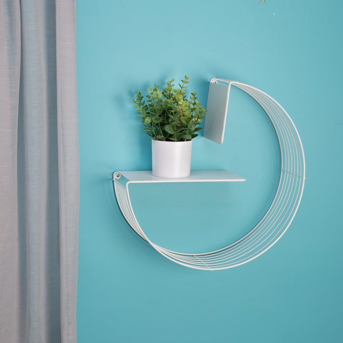 Honey Can Do White Floating Circular Decorative Metal Wall Shelf