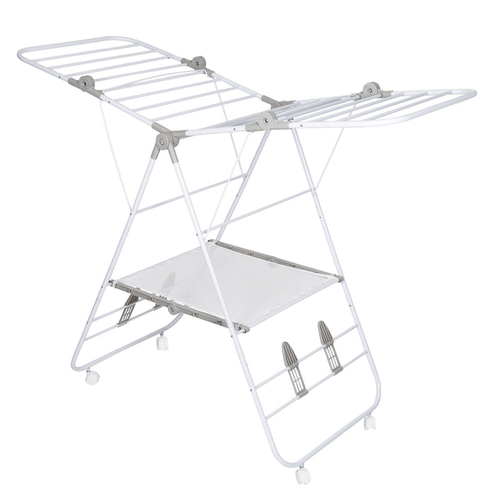 Honey Can Do White Folding Gullwing Clothes Drying Rack With Wheels
