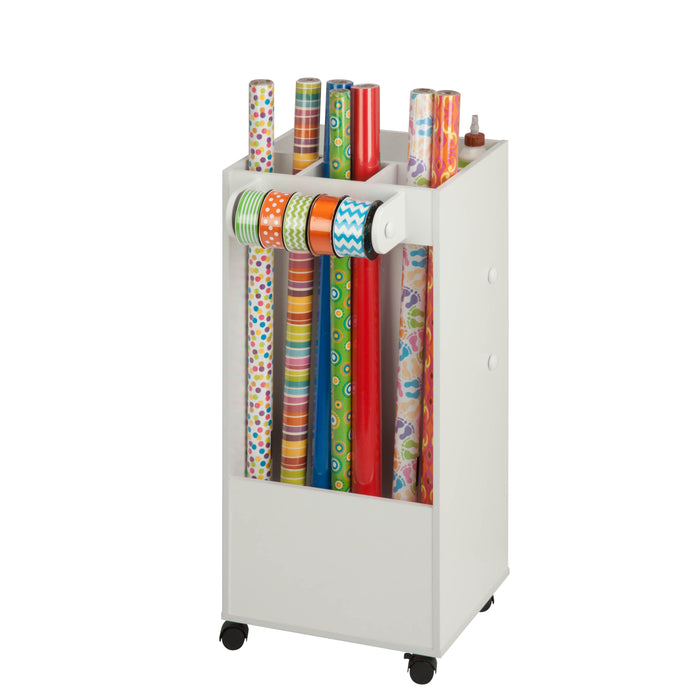 Honey Can Do White Gift Wrap Or Craft Storage Cart With Fabric Bin