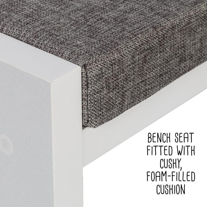 Honey Can Do White/Gray 3-Cubby Organizer Bench With Shoe Storage