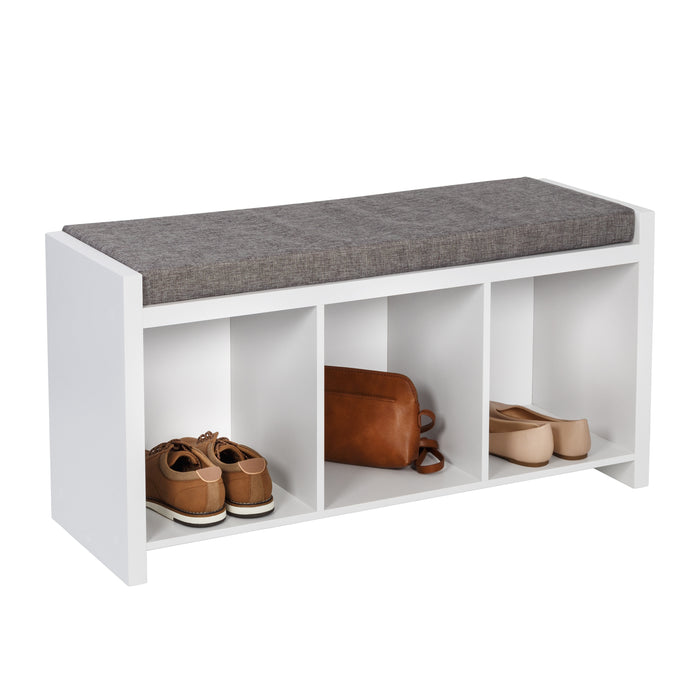 honey can do White/Gray 3-Cubby Organizer Bench with Shoe Storage