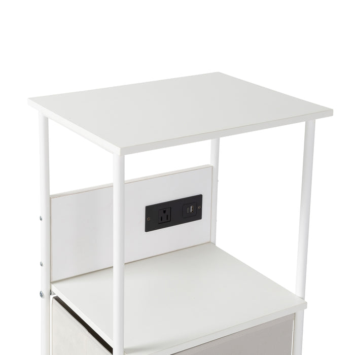 Honey Can Do White/Gray Dorm 4-Drawer Bedside Charging Storage Cart