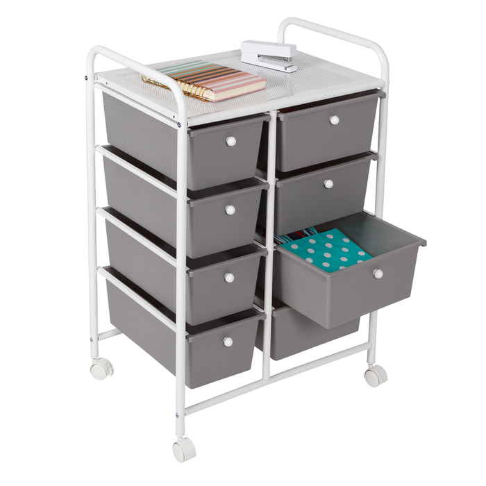 Honey Can Do White/Gray Plastic 8-Drawer Storage Cart