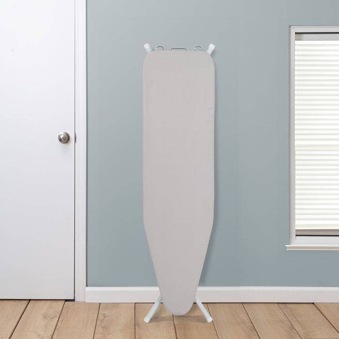 Honey Can Do White/Gray Steel 4-Leg Ironing Board With Iron Rest And Cotton Heat-Resistant Cover