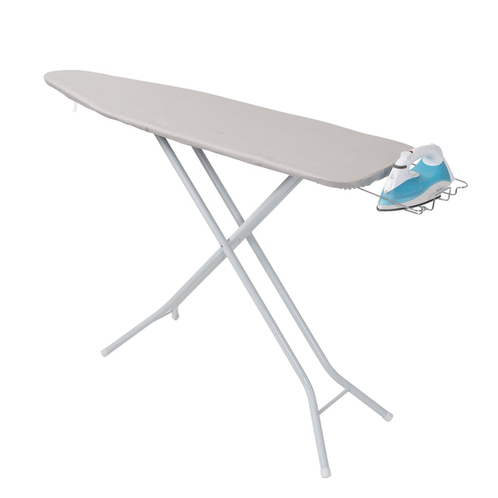 Honey Can Do White/Gray Steel 4-Leg Ironing Board With Iron Rest And Cotton Heat-Resistant Cover