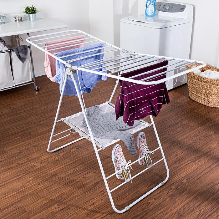 Honey Can Do White Heavy-Duty Folding Gullwing Laundry Drying Rack