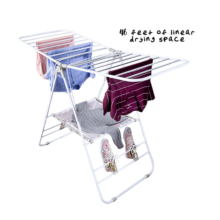Honey Can Do White Heavy-Duty Folding Gullwing Laundry Drying Rack