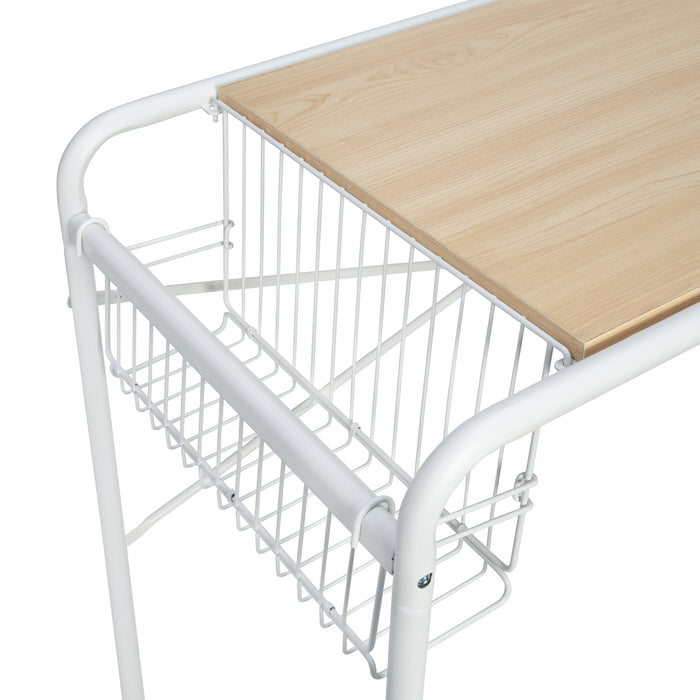 Honey Can Do White Home Office Computer Desk With Side Basket