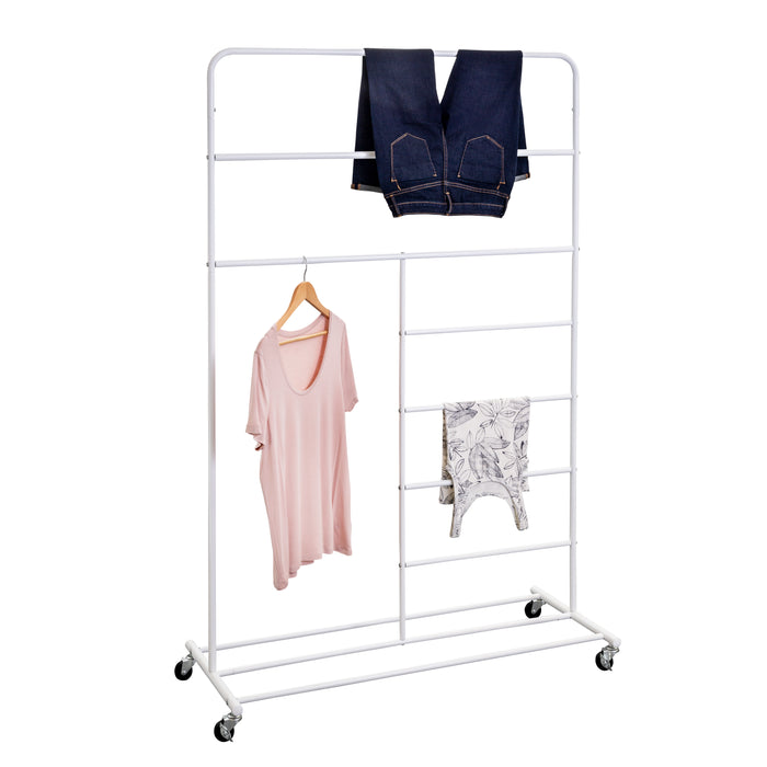 honey can do White Multi-Section Rolling T-Bar Drying Rack