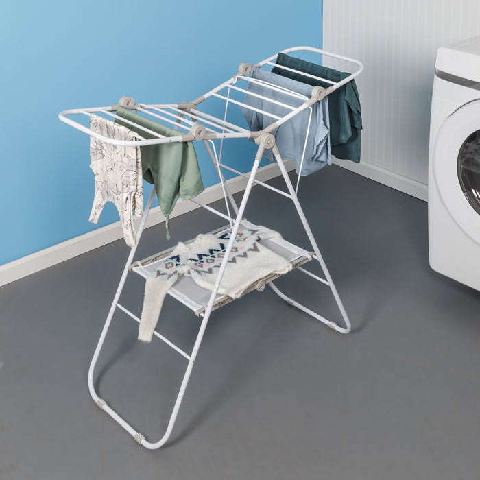 Honey Can Do White Narrow Folding Wing Clothes Drying Rack