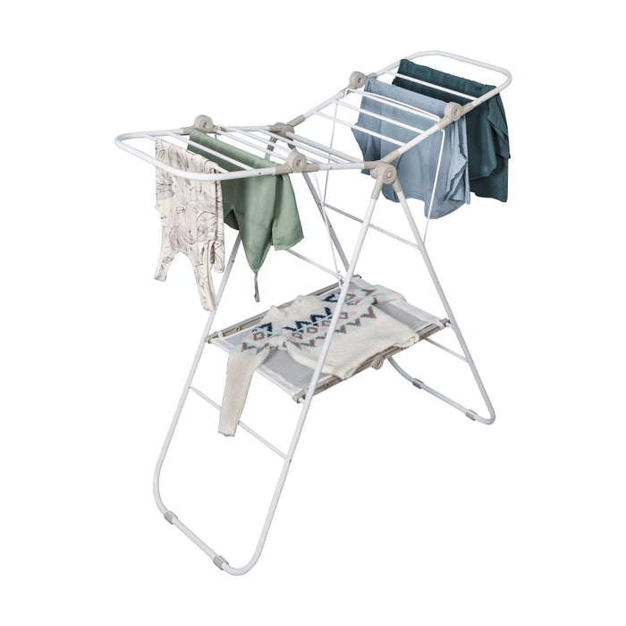 honey can do White Narrow Folding Wing Clothes Drying Rack