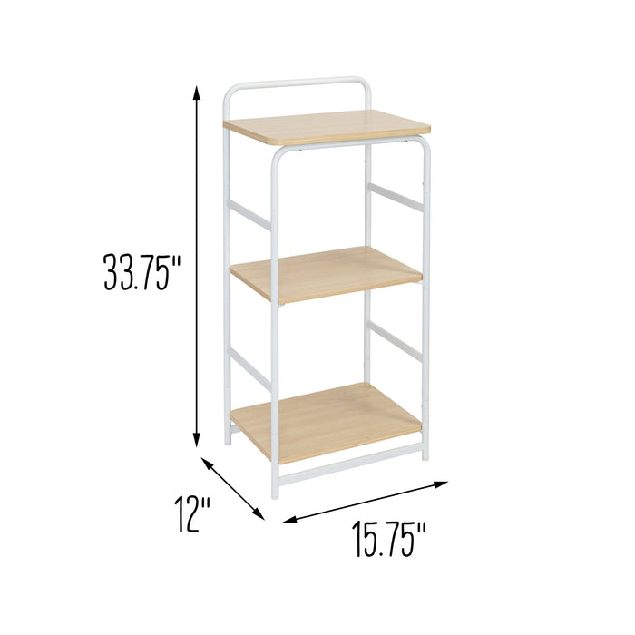 Honey Can Do White/Natural 3-Tier Small Wood And Metal Shelf