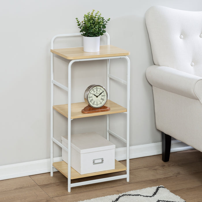 Honey Can Do White/Natural 3-Tier Small Wood And Metal Shelf