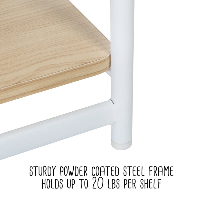 Honey Can Do White/Natural 3-Tier Small Wood And Metal Shelf