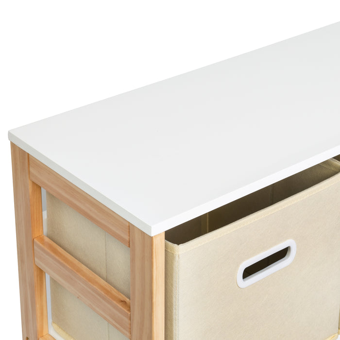 Honey Can Do White/Natural 4-Bin Kids Playroom Organizer