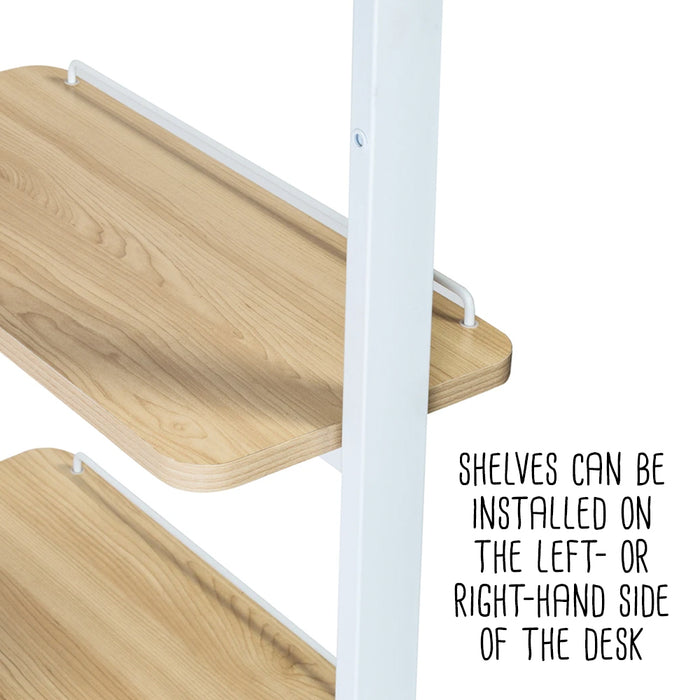 Honey Can Do White/Natural Home Office Computer Desk With Shelves