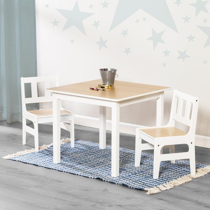 Honey Can Do White/Natural Kids Table And Chairs (3-Piece Set)