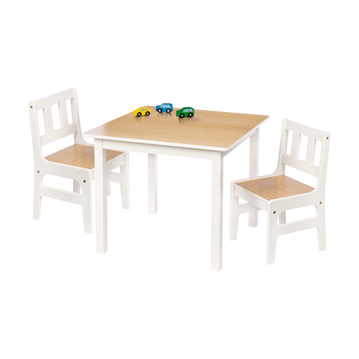 honey can do White/Natural Kids Table and Chairs (3-Piece Set)