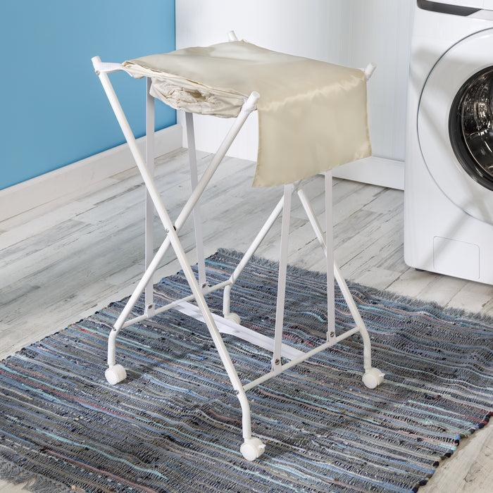 Honey Can Do White/Natural No Bend Rolling Bounce Back Hamper