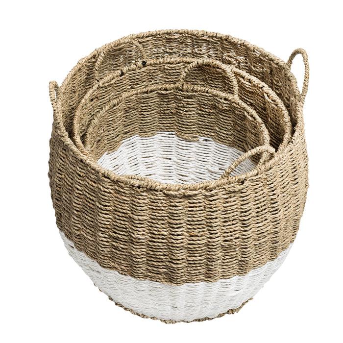 Honey Can Do White/Natural Seagrass Round Nesting Baskets (Set Of 3)