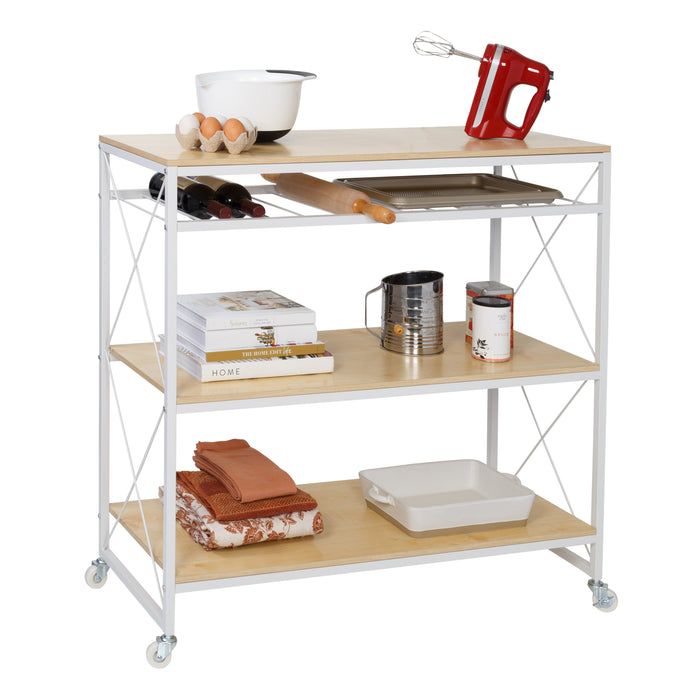 Honey Can Do White/Oak 4-Tier Rolling Kitchen Island