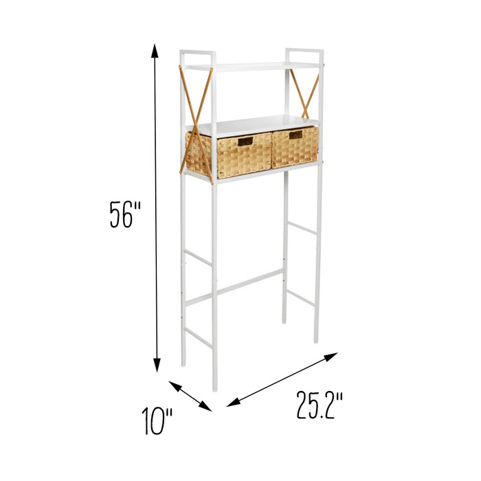Honey Can Do White Over-The-Toilet Space Saver With 2 Woven Baskets