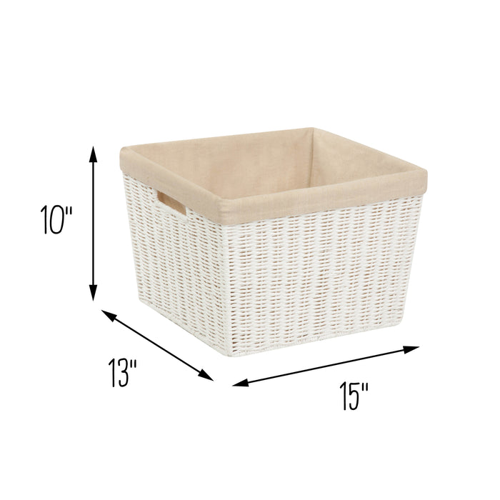 Honey Can Do White Paper Rope Large Storage Basket With Liner