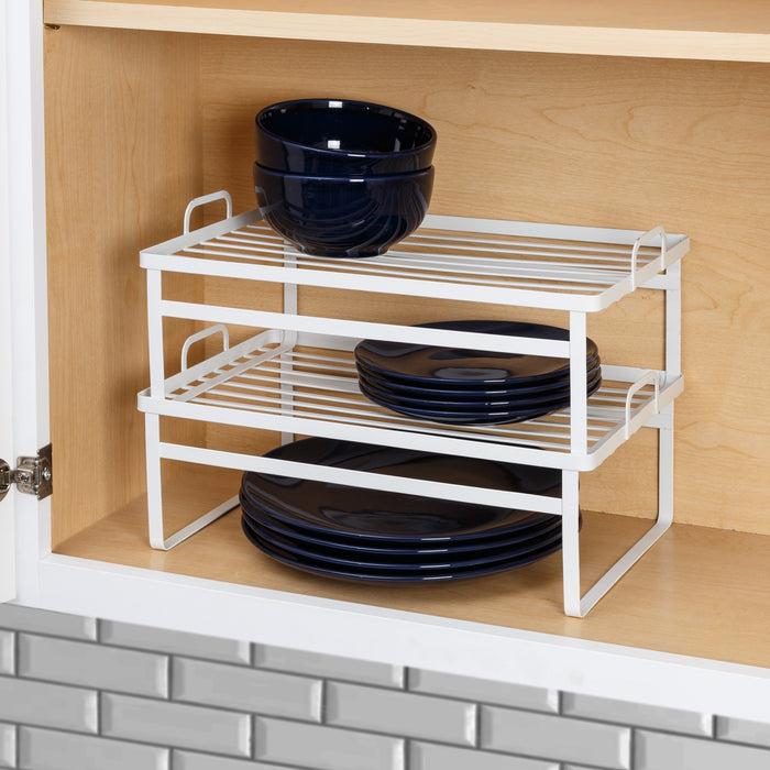 Honey Can Do White Stackable Cabinet Shelves (2-Pack)