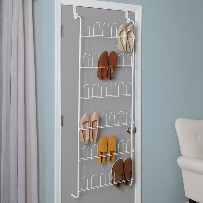 Honey Can Do White Steel 18-Pair Over-the-Door Shoe Rack