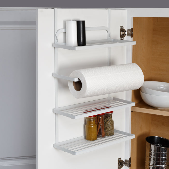 Honey Can Do White Steel Hanging Spice Rack With Paper Towel Holder