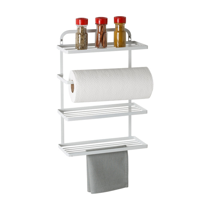honey can do White Steel Hanging Spice Rack with Paper Towel Holder