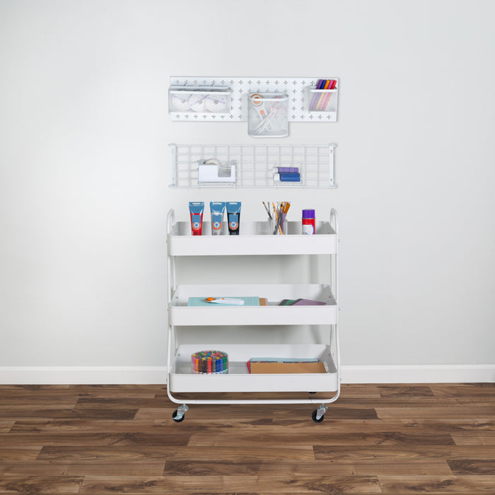 Honey Can Do White Steel Rolling 2-in-1 Craft Storage Cart