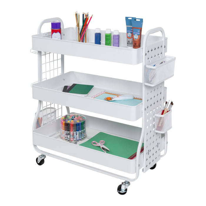 honey can do White Steel Rolling 2-in-1 Craft Storage Cart