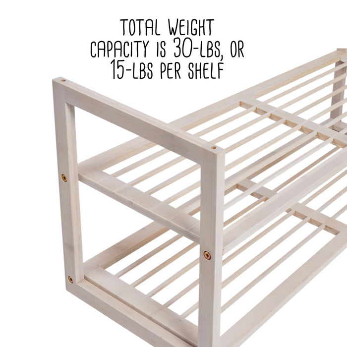 Honey Can Do White Wash 2-Tier Stackable Bamboo Shoe Rack