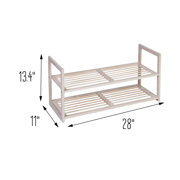 Honey Can Do White Wash 2-Tier Stackable Bamboo Shoe Rack