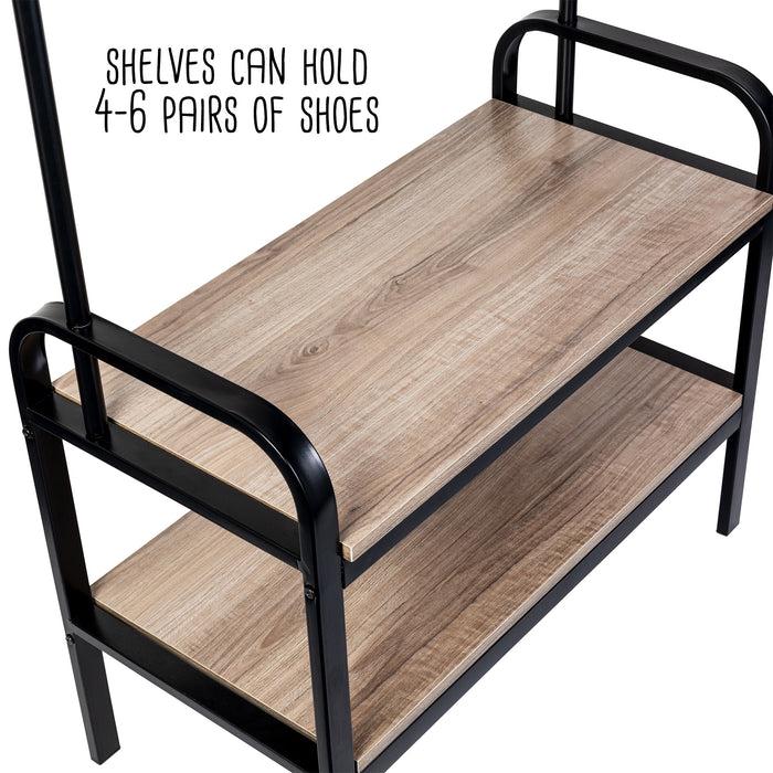 Honey Can Do Willow Gray Entryway Hall Tree With Shoe Storage