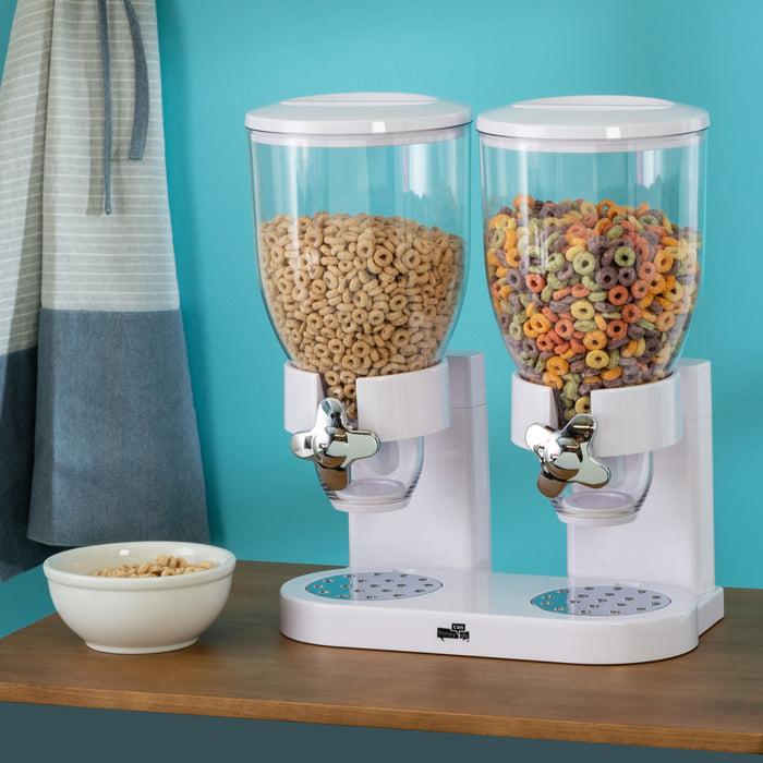 Honey Can Do Zevro White Double 17.5 Oz. Cereal Dispenser