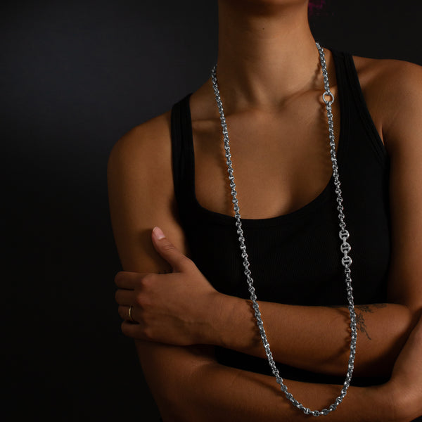 Hoorsenbuhs 5MM OPEN-LINK™ NECKLACE WITH DIAMOND PENDANT - 42"